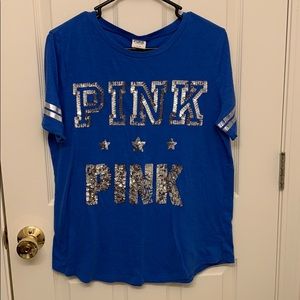 Blue Sparkly Victoria Secret PINK Shirt Size L